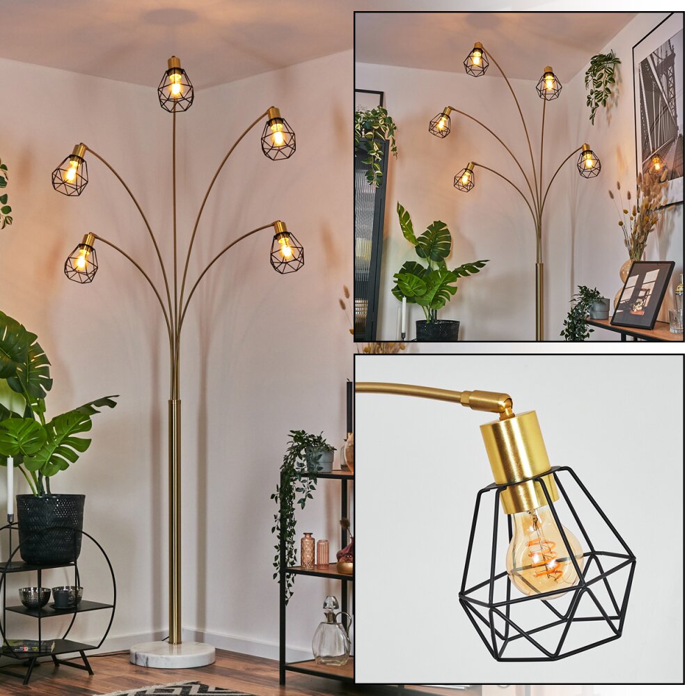 Yaak Lampa stojąca Mosiądz, Czarny, Biały, 5-punktowe main product photo