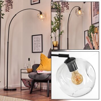 Ripoll lampa stojąca, lampa podłogowa łukowa czarny, 1-punktowy