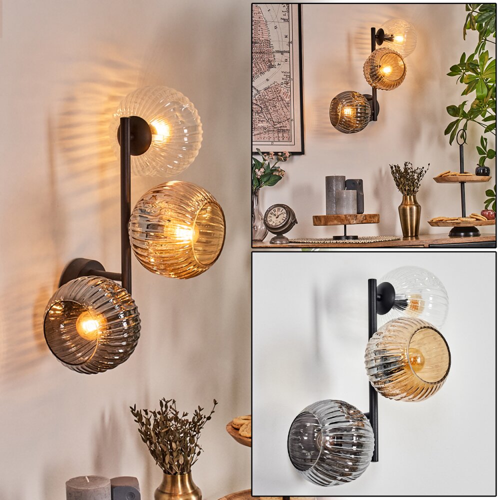 Ripoll Kula świetlna, Lampa ścienna W kolorze bursztynu, Przezroczysty, Przydymiony, 3-punktowe main product photo