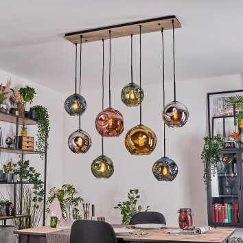 Ripoll lampa wisząca, kula świetlna, lampa wisząca kolory naturalne, czarny, 8-punktowe