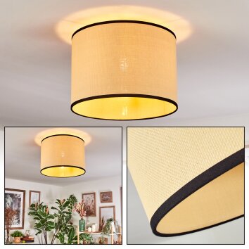 Chellas lampa sufitowa naturalny, czarny, 1-punktowy