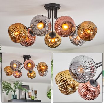 Ripoll lampa sufitowa, kula świetlna chrom, złoty, miedziany, przydymiony, 7-punktowe