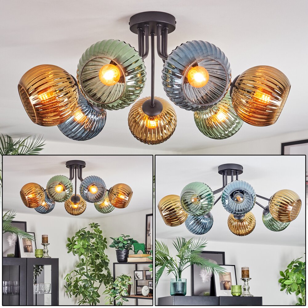Koyoto Lampa sufitowa, Kula świetlna Niebeieski, Złoty, Zielony, 7-punktowe main product photo