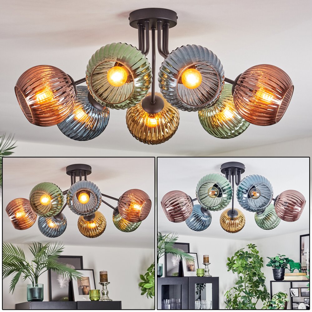 Koyoto Lampa sufitowa, Kula świetlna Niebeieski, Złoty, Zielony, W kolorze miedzi, 7-punktowe main product photo