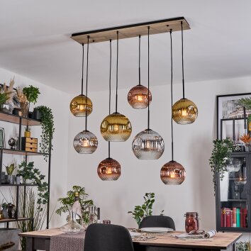 Ripoll lampa wisząca, kula świetlna, lampa wisząca kolory naturalne, czarny, 8-punktowe