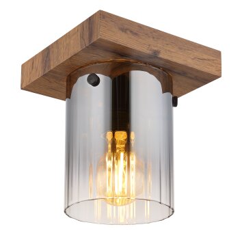 Oświetlenie Globo Underwood lampa sufitowa ciemne drewno, kolory naturalne, 1-punktowy