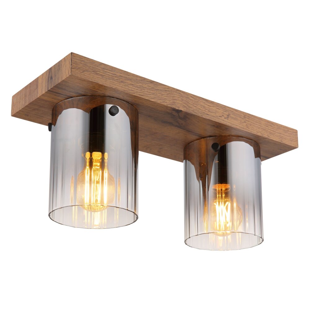 Oświetlenie Globo Underwood Lampa sufitowa Ciemne drewno, Ecru, 2-punktowe main product photo