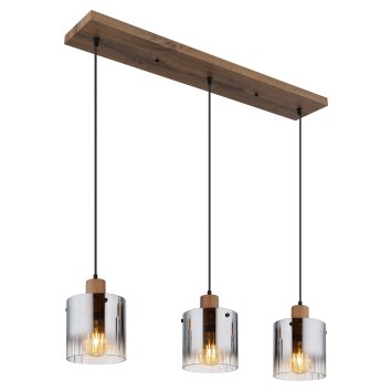 Oświetlenie Globo Underwood lampa wisząca ciemne drewno, kolory naturalne, 3-punktowe