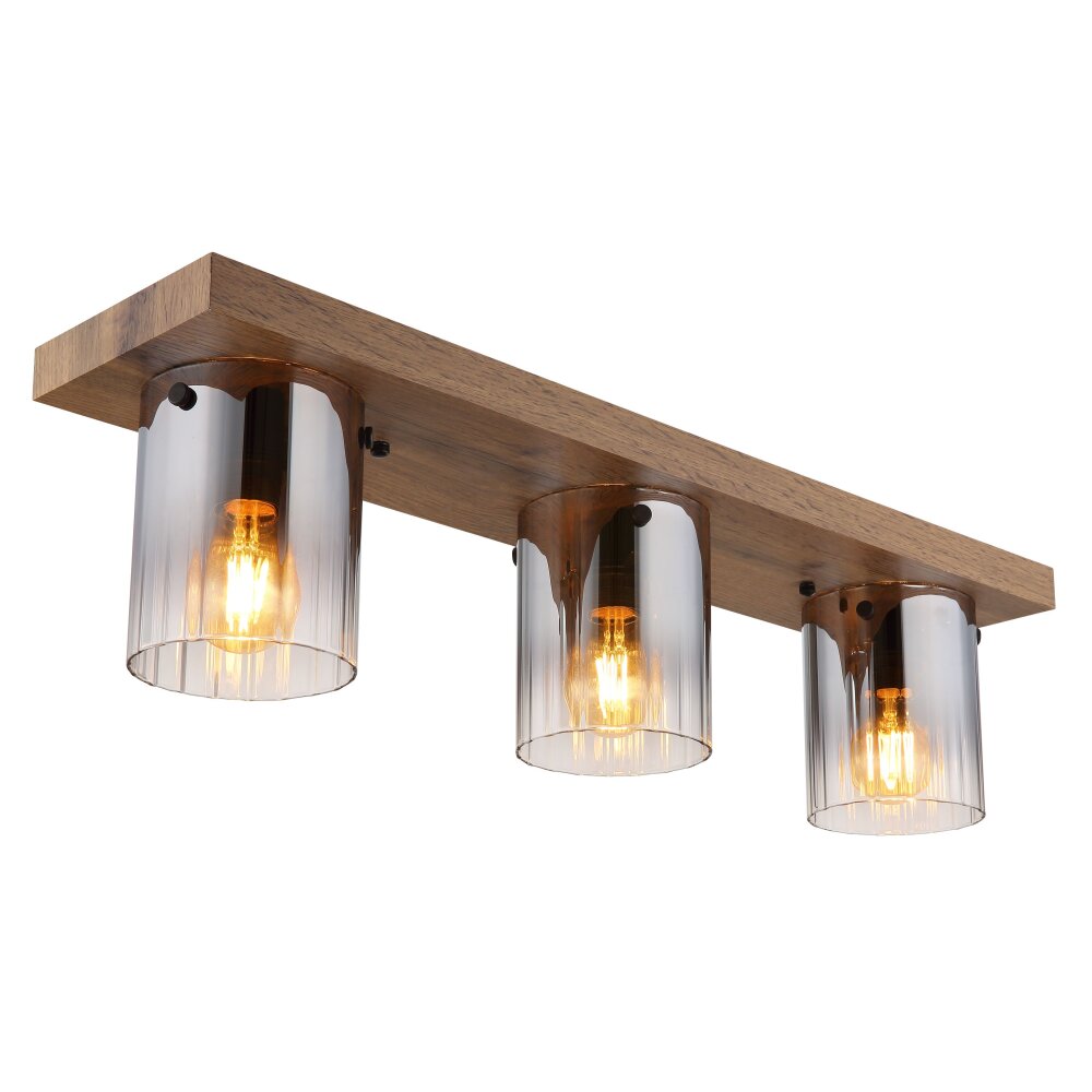 Oświetlenie Globo Underwood Lampa sufitowa Ciemne drewno, Ecru, 3-punktowe main product photo