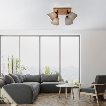 JUST LIGHT GERDA MICHEL lampa sufitowa, spot sufitowy kolory naturalne, czarny, 4-punktowe
