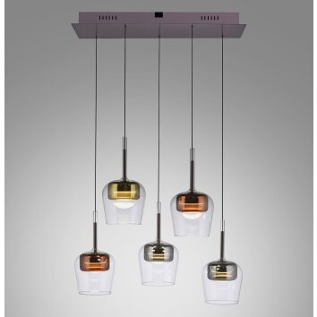 Paul Neuhaus Q-Serie Q-Kon Lampa wisząca LED Brązowy, 5-punktowe, Zdalne sterowanie Paul Neuhaus Q-Serie Q-Kon Lampa wisząca LED Brązowy, 5-punktowe, Zdalne sterowanie