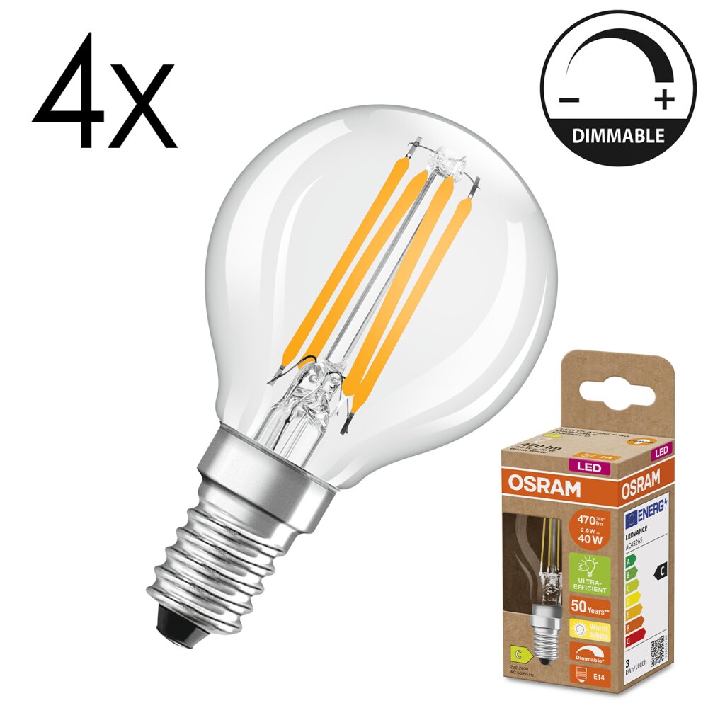 Oświetlenie Osram E14 LED 2.9 Watt ciepły biały przyciemnione 470 Lumen main product photo