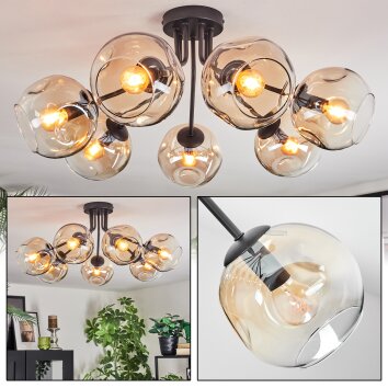 Ripoll lampa sufitowa, kula świetlna bursztynowy, przezroczysty, 7-punktowe