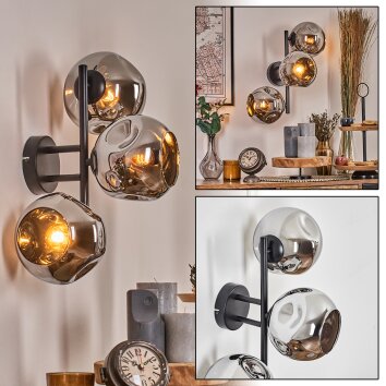 Ripoll Kula świetlna, Lampa ścienna Chrom, Przydymiony, 3-punktowe