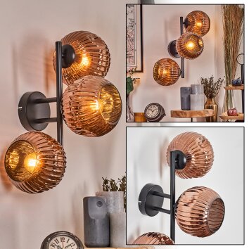Ripoll Kula świetlna, Lampa ścienna W kolorze miedzi, 3-punktowe