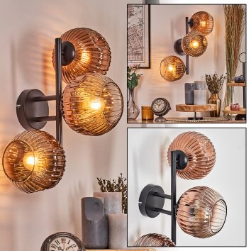 Ripoll Kula świetlna, Lampa ścienna Przezroczysty, W kolorze miedzi, 3-punktowe