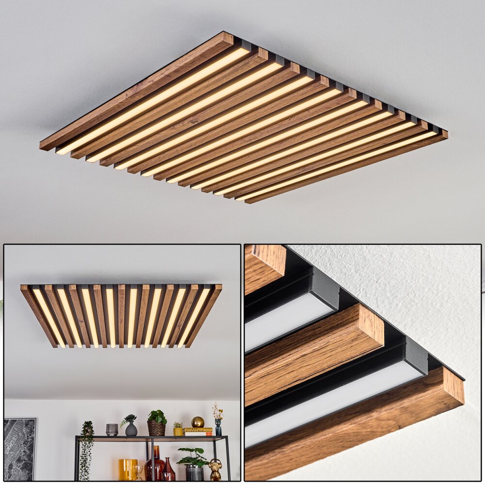 Tandragee Lampa sufitowa, Panel LED Wygląd drewna, Czarny, 1-punktowy main product photo