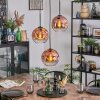 Ripoll lampa wisząca, kula świetlna, lampa wisząca kaskadowa przezroczysty, miedziany, 3-punktowe