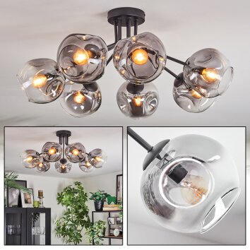 Ripoll lampa sufitowa, kula świetlna przezroczysty, przydymiony, 7-punktowe