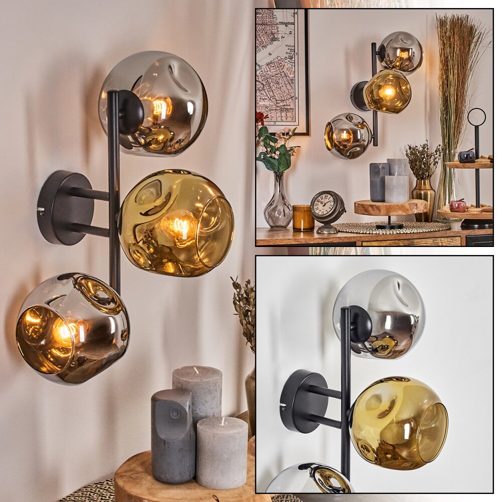 Ripoll Kula świetlna, Lampa ścienna Chrom, Złoty, Przydymiony, 3-punktowe main product photo