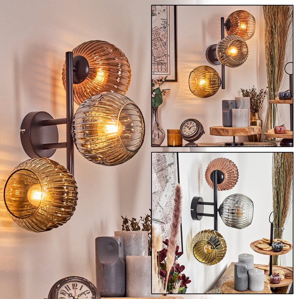 Ripoll Kula świetlna, Lampa ścienna Chrom, Złoty, Przezroczysty, W kolorze miedzi, Przydymiony, 3-punktowe main product photo