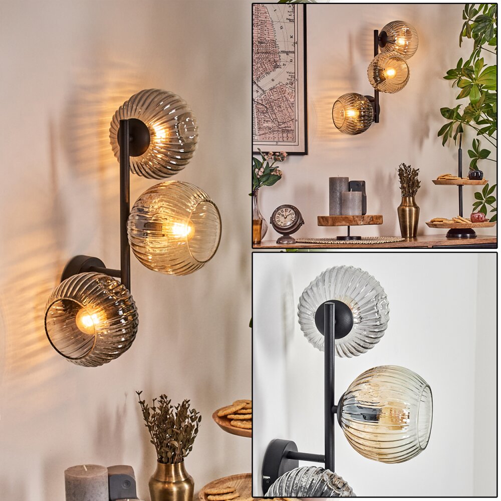 Ripoll Kula świetlna, Lampa ścienna W kolorze bursztynu, Przezroczysty, Przydymiony, 3-punktowe main product photo