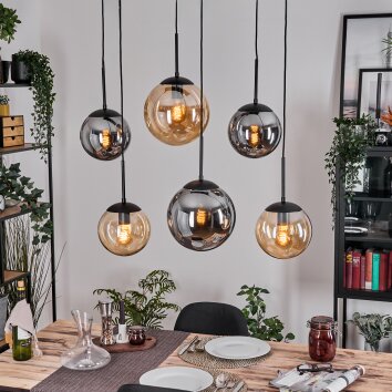 Gastor Lampa wisząca, Kula świetlna, Lampa wisząca W kolorze bursztynu, Przydymiony, 6-punktowe
