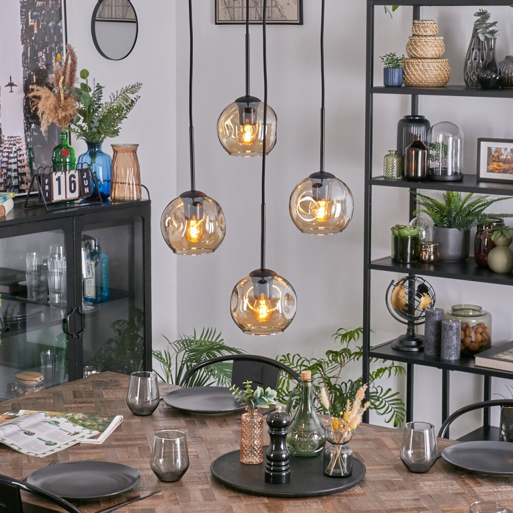 Ripoll Lampa wisząca, Kula świetlna, Lampa wiszącego klastra W kolorze bursztynu, 4-punktowe main product photo