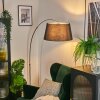 Bassagoda lampa stojąca, lampa podłogowa łukowa nikiel matowy, czarny, 1-punktowy, abażur z materiału