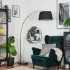 Bassagoda lampa stojąca, lampa podłogowa łukowa nikiel matowy, czarny, 1-punktowy, abażur z materiału