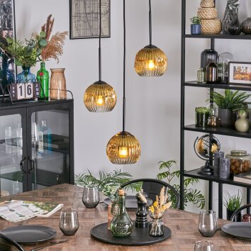 Ripoll lampa wisząca, kula świetlna, lampa wisząca kaskadowa złoty, przezroczysty, 3-punktowe