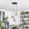 Ripoll lampa wisząca, kula świetlna, lampa wisząca kaskadowa chrom, przezroczysty, przydymiony, 3-punktowe