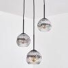 Ripoll lampa wisząca, kula świetlna, lampa wisząca kaskadowa chrom, przezroczysty, przydymiony, 3-punktowe