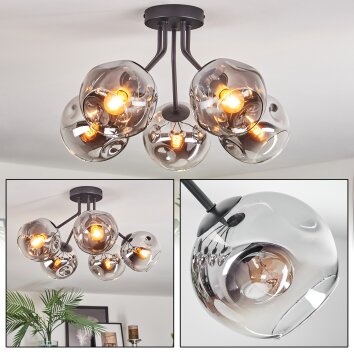 Ripoll Lampa sufitowa, Kula świetlna Chrom, Przezroczysty, Przydymiony, 5-punktowe