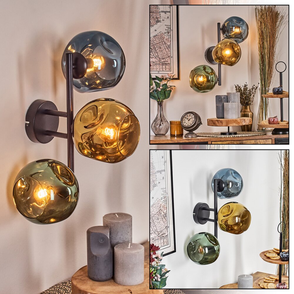 Ripoll Kula świetlna, Lampa ścienna Niebeieski, Złoty, Zielony, 3-punktowe main product photo