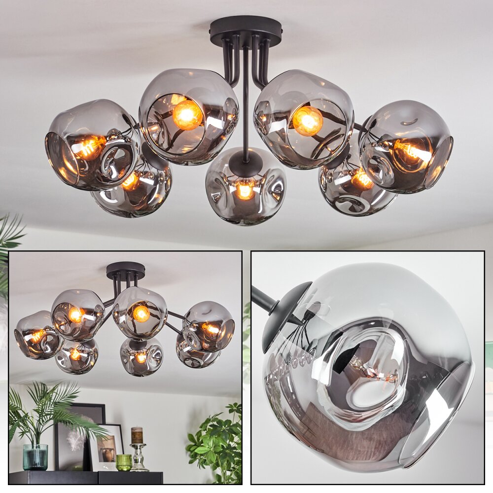 Ripoll Lampa sufitowa, Kula świetlna Chrom, Przydymiony, 7-punktowe main product photo