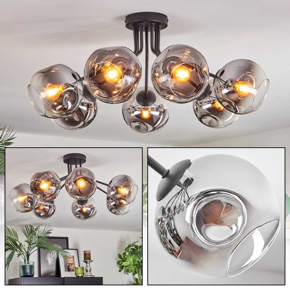 Ripoll Lampa sufitowa, Kula świetlna Chrom, Przezroczysty, Przydymiony, 7-punktowe main product photo