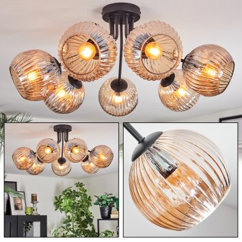 Ripoll Lampa sufitowa, Kula świetlna W kolorze bursztynu, 7-punktowe