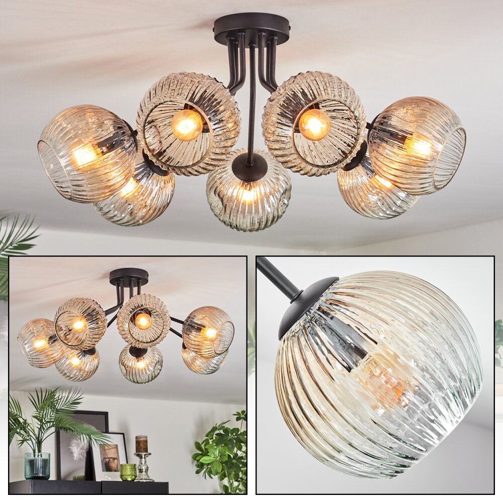 Ripoll Lampa sufitowa, Kula świetlna W kolorze bursztynu, Przezroczysty, 7-punktowe main product photo