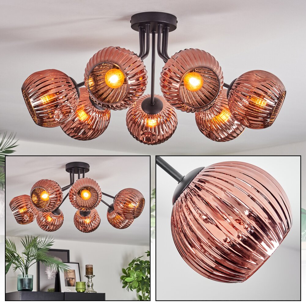 Ripoll Lampa sufitowa, Kula świetlna W kolorze miedzi, 7-punktowe main product photo