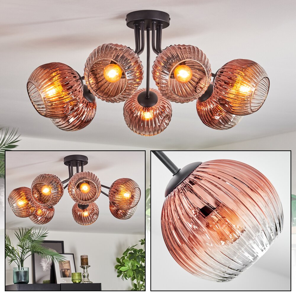 Ripoll Lampa sufitowa, Kula świetlna Przezroczysty, W kolorze miedzi, 7-punktowe main product photo