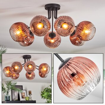 Ripoll lampa sufitowa, kula świetlna przezroczysty, miedziany, 7-punktowe