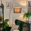 Soungou lampa stojąca, lampa podłogowa łukowa nikiel matowy, czarny, 1-punktowy, abażur materiałowy