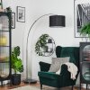 Soungou lampa stojąca, lampa podłogowa łukowa nikiel matowy, czarny, 1-punktowy, abażur materiałowy