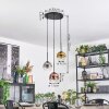 Ripoll lampa wisząca, kula świetlna, lampa wisząca kaskadowa chrom, złoty, przezroczysty, miedziany, przydymiony, 3-punktowe