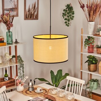 Chellas lampa wisząca, lampa wisząca naturalny, czarny, 1-punktowy