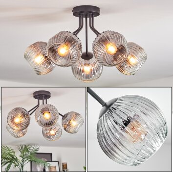 Ripoll Lampa sufitowa, Kula świetlna Przezroczysty, Przydymiony, 5-punktowe
