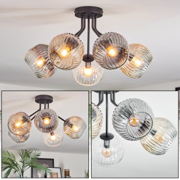 Ripoll Lampa sufitowa, Kula świetlna W kolorze bursztynu, Przezroczysty, Przydymiony, 5-punktowe