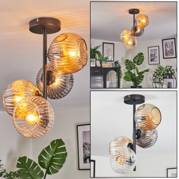 Ripoll Lampa sufitowa, Kula świetlna W kolorze bursztynu, Przezroczysty, Przydymiony, 4-punktowe