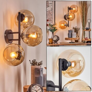 Koyoto Kula świetlna, Lampa ścienna W kolorze bursztynu, 3-punktowe